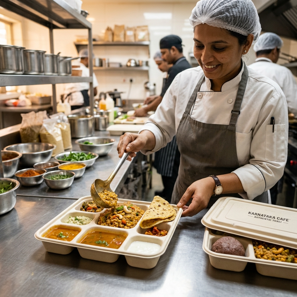 Packing fresh hot food